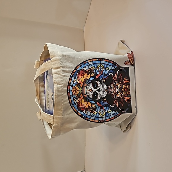 Hand Crafted Tote Bag Sugar Skull Multicolored Be You Reusable grocery bag 13" - Picture 11 of 17